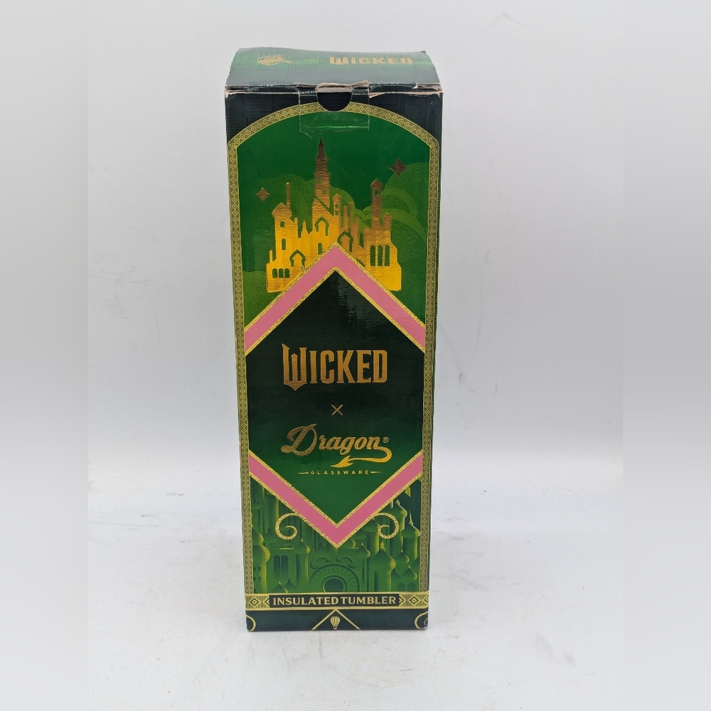 Dragon Glassware x Wicked Glinda Luggage Insulated 24oz Tumbler w/2 Straws NIB